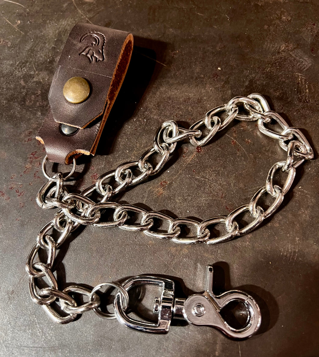 Walletchain SchlüsselKette oder Geldbörsenkette mit Lederschlaufe für den Gürtel