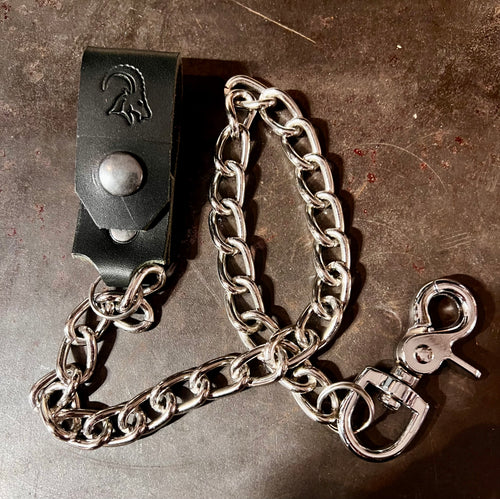 Walletchain SchlüsselKette oder Geldbörsenkette mit Lederschlaufe für den Gürtel
